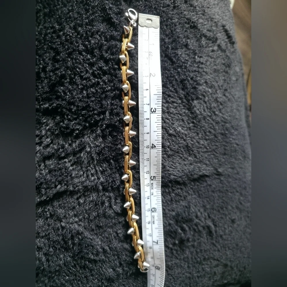 New Stainless Steel Gold and Silver Spike Bracelet
